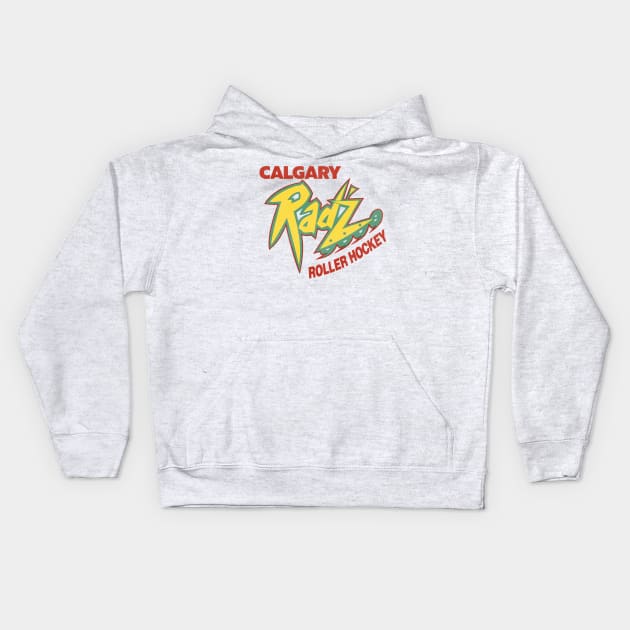 Defunct Calgary Rad'z Roller Derby / Hockey Team Kids Hoodie by Defunctland